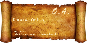 Oancsa Anita névjegykártya